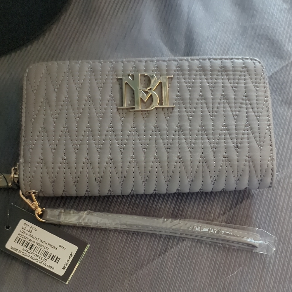 Badgley Mischka Quilted Gray Wallet